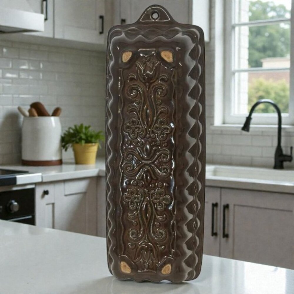 West Germany Brown Glazed Loaf Bread Baking Pan Mold #958-34 New 12.5" x 4.5"